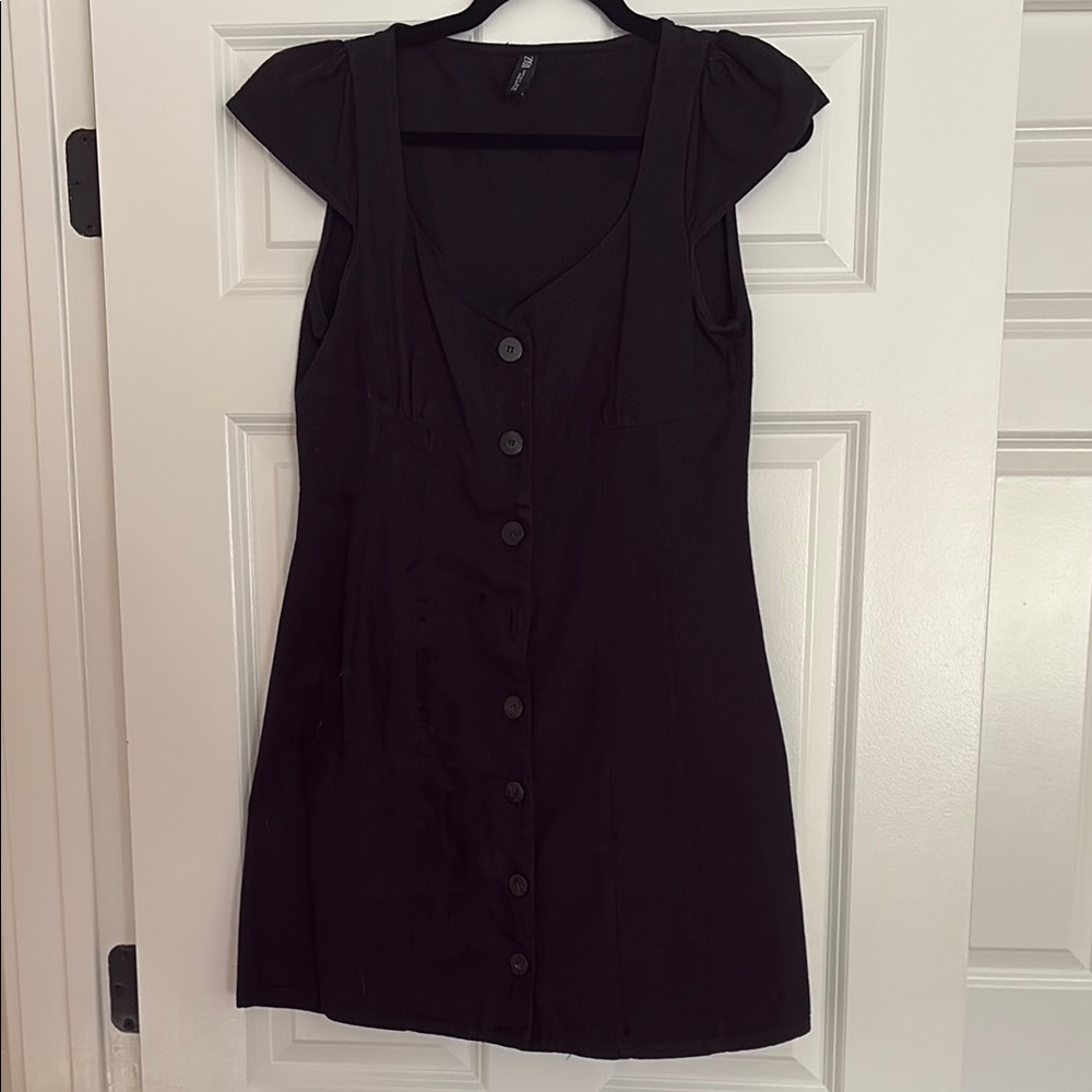 Womens Zara Black Mini Dress with Buttons